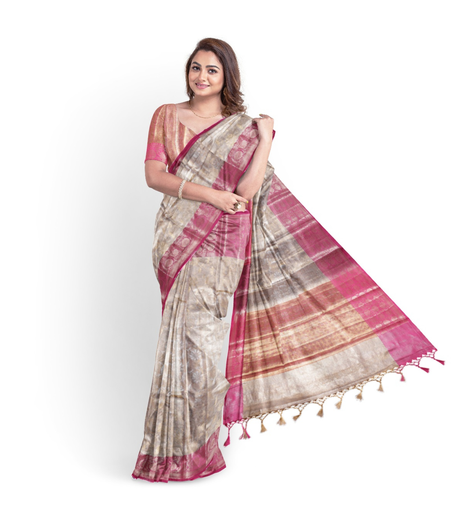 Exclusive Royal Princess Golden Grey Woven Kanjivaram Saree by Abaranji 